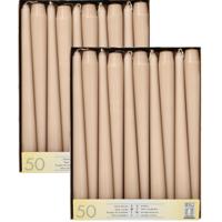 Dinerkaarsen/kandelaarkaarsen Mega pack - 100x stuks - taupe - Gotisch - 25 cm