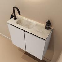 Toiletmeubel Mondiaz Ture Dlux | 60 cm | Meubelkleur Linen | Eden wastafel Ostra Links | 1 kraangat