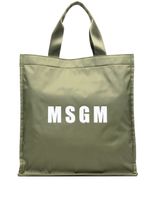 MSGM sac cabas à logo imprimé - Vert - thumbnail