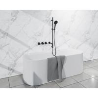 Fortifura Nebbio Badcombinatie-set - thermostaatkraan - inbouwdeel - glijstang - metalen doucheslang - ronde handdouche - uitbreiding inbouwdeel - uitloop - mat zwart SW1183065 SW1111528 SW706203 SW496816 SW1183076 SW