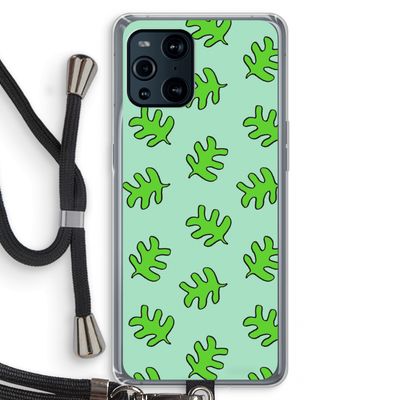 Groene blaadjes: Oppo Find X3 Transparant Hoesje met koord