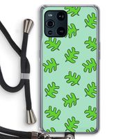 Groene blaadjes: Oppo Find X3 Transparant Hoesje met koord