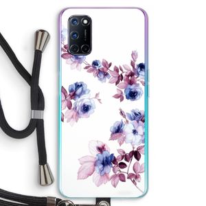 Waterverf bloemen: Oppo A72 Transparant Hoesje met koord
