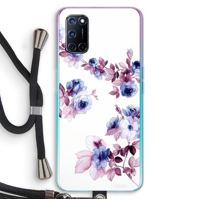 Waterverf bloemen: Oppo A72 Transparant Hoesje met koord