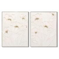 Schilderij Home ESPRIT Wit Blommor Shabby Chic 92 x 4,5 x 122 cm (2 Stuks)