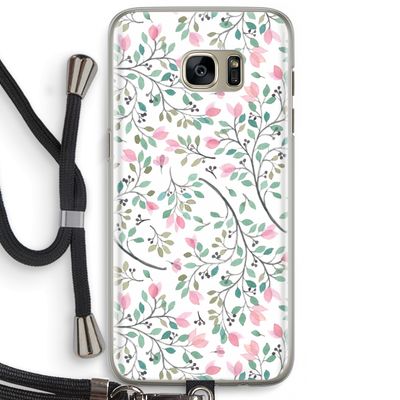 Sierlijke bloemen: Samsung Galaxy S7 Edge Transparant Hoesje met koord