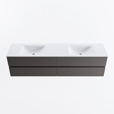 MONDIAZ VICA 190cm badmeubel onderkast Dark Grey 4 lades. Wastafel CLOUD dubbel 2 kraangaten, kleur Talc.