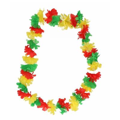 Limburg carnaval gekleurde Hawaii krans - rood/geel/groen - Carnavals accessoires