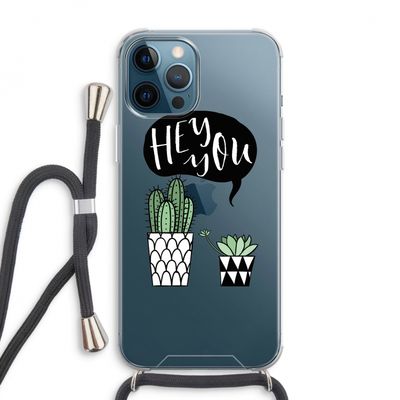 Hey you cactus: iPhone 12 Pro Max Transparant Hoesje met koord