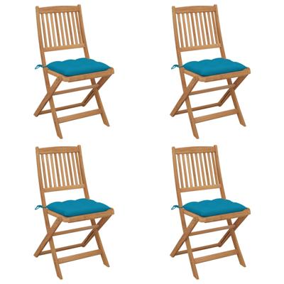 Tuinstoelen 4 st inklapbaar met kussens massief acaciahout