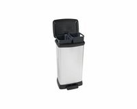 Curver deco bin duo prullenbak 23 liter + 23 liter rechthoekig zilver metallic - thumbnail