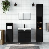 Badkamerkast 30x30x190 cm bewerkt hout zwart