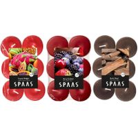 Candles by Spaas geurkaarsen - 36x stuks in 3 geuren - Maxi theelichtjes van 4.5 branduren