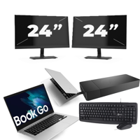 Microsoft Surface Go - Intel Core i5-10e Generatie - 10 inch - 8GB RAM - 64GB SSD - Windows 11 Home + 2x 24 inch Monitor