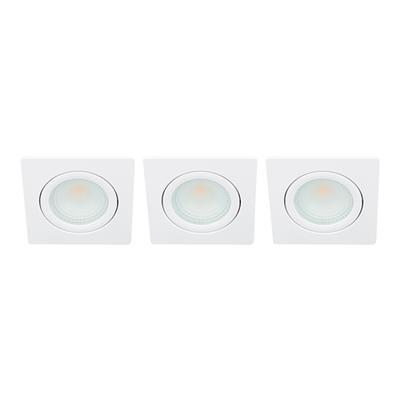 Set 3x Bella Ondiepe LED spot kantelbaar 5Watt vierkant WIT IP65 dimbaar