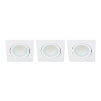 Set 3x Bella Ondiepe LED spot kantelbaar 5Watt vierkant WIT IP65 dimbaar