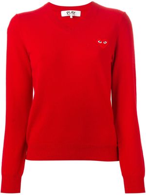 Comme Des Garçons Play pull à col v et patch logo - Rouge