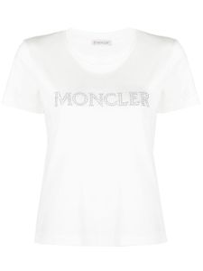 Moncler t-shirt en coton à logo strassé - Blanc