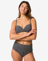 HEMA Damesbikinibroekje Meggy hoog shaping fit structuur zwart/wit (zwart/wit)