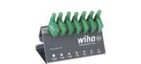 Wiha Stiftsleutelset met vlaggetjesgreep | TORX | 8-delig | chemisch gezwart | incl. werkbankhouder - 25625 - 25625