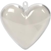 Creativ Company Deco hart, h: 6,5 cm, transparant, 10 stuk/ 1 doos