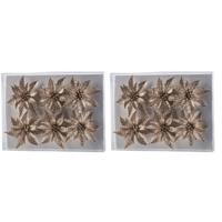 Bloemen op clip - 12x st - champagne - glitter - 8 cm - kerstversiering Bloemen op clip - 12x st - champagne - glitter - 8 cm - kerstversiering