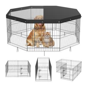 VEVOR puppybox 8 stuks. Puppyren 609,6 cm hoge dierenbox met hoes gemaakt van 600D Oxford-stof hondenbox gemaakt van Q235 hondenbox buitenverblijf voor kleine en middelgrote huisdieren