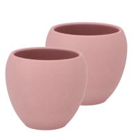 DK Design Bloempot/plantenpot - 2x - Vinci - lichtroze mat - voor kamerplant - D15 x H17 cm