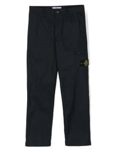 Stone Island Junior pantalon droit à patch logo - Bleu