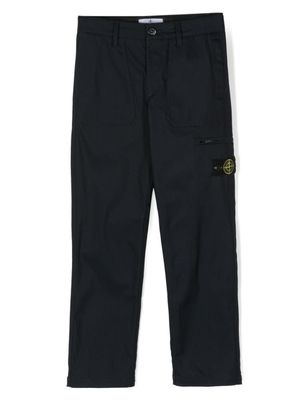 Stone Island Junior pantalon droit à patch logo - Bleu