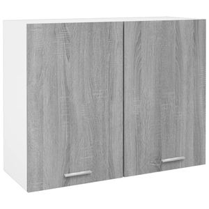 Wandkast hangend 80x31x60 cm bewerkt hout grijs sonoma eiken