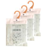 Geurzakjes jasmine - 3x - met ophanghaak - geurkaartjes/luchtverfrisser