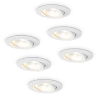 HOFTRONIC™ 6x Lugo LED Inbouwspots - Wit - Dimbaar - 5 Watt 450 Lumen - 2700K Warm Wit Licht - Kantelbaar - IP65 - Voor Binnen & Buiten
