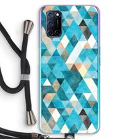 Gekleurde driehoekjes blauw: Oppo A72 Transparant Hoesje met koord