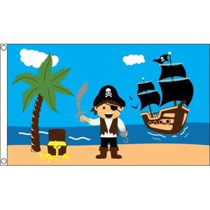 Trendoz Jongens piratenschat vlag - 150 x 90 cm - piratenvlag - kinderfeestje
