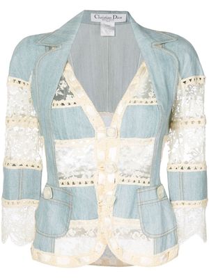 Christian Dior Pre-Owned veste à empiècements en dentelle (2005) - Bleu