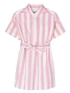 Moncler Enfant robe-chemise en coton à rayures - Blanc