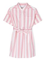 Moncler Enfant robe-chemise en coton à rayures - Blanc