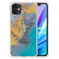 Apple iPhone 11 Anti-Shock Hoesje Marble Blue Gold