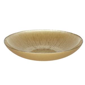 Salade serveer schaal - Fruitschaal/fruitmand - Glas - D30 x H6 cm - goud