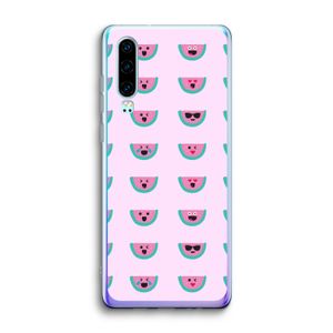 Smiley watermeloenprint: Huawei P30 Transparant Hoesje