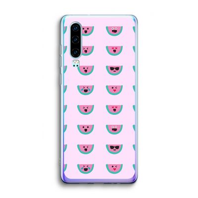 Smiley watermeloenprint: Huawei P30 Transparant Hoesje