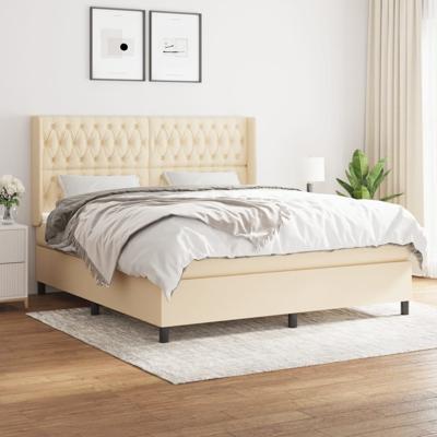 Boxspring met matras stof crèmekleurig 180x200 cm