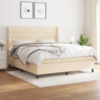Boxspring met matras stof crèmekleurig 180x200 cm