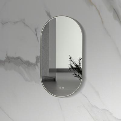 Badkamerspiegel Aloni 100x50 cm | Ovaal | Directe verlichting | Touch button | Met spiegelverwarming | Gunmetal frame