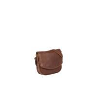 Justified Bags Justified Bags® Nynke Medium Flapover Bruine Leren Schoudertas - thumbnail