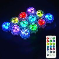 12 stuks onderwater dompelpompen outdoor led zwembad licht met afstandsbediening batterij-aangedreven onderwater nachtlampje aquarium vijver zwembad aquarium vaas kerst bruiloft decoratie lamp Lightinthebox