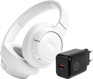 JBL Tune 720BT Wit + BlueBuilt Quick Charge Oplader met Usb