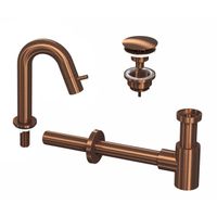 INK 4A Fonteinkraanset - staande Fonteinkraan - laag gebogen - always open - plug en designSifon - Mat rose goud 9902462