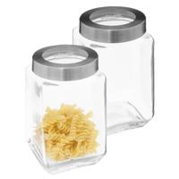 5Five keuken voedsel voorraad bewaar pot Thor met draaideksel - 2x - glas - 1600 ml - 11 x 19 cm